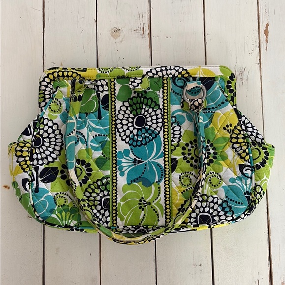 Vera Bradley Handbags - Vera Bradley Green and Blue Floral Shoulder Bag